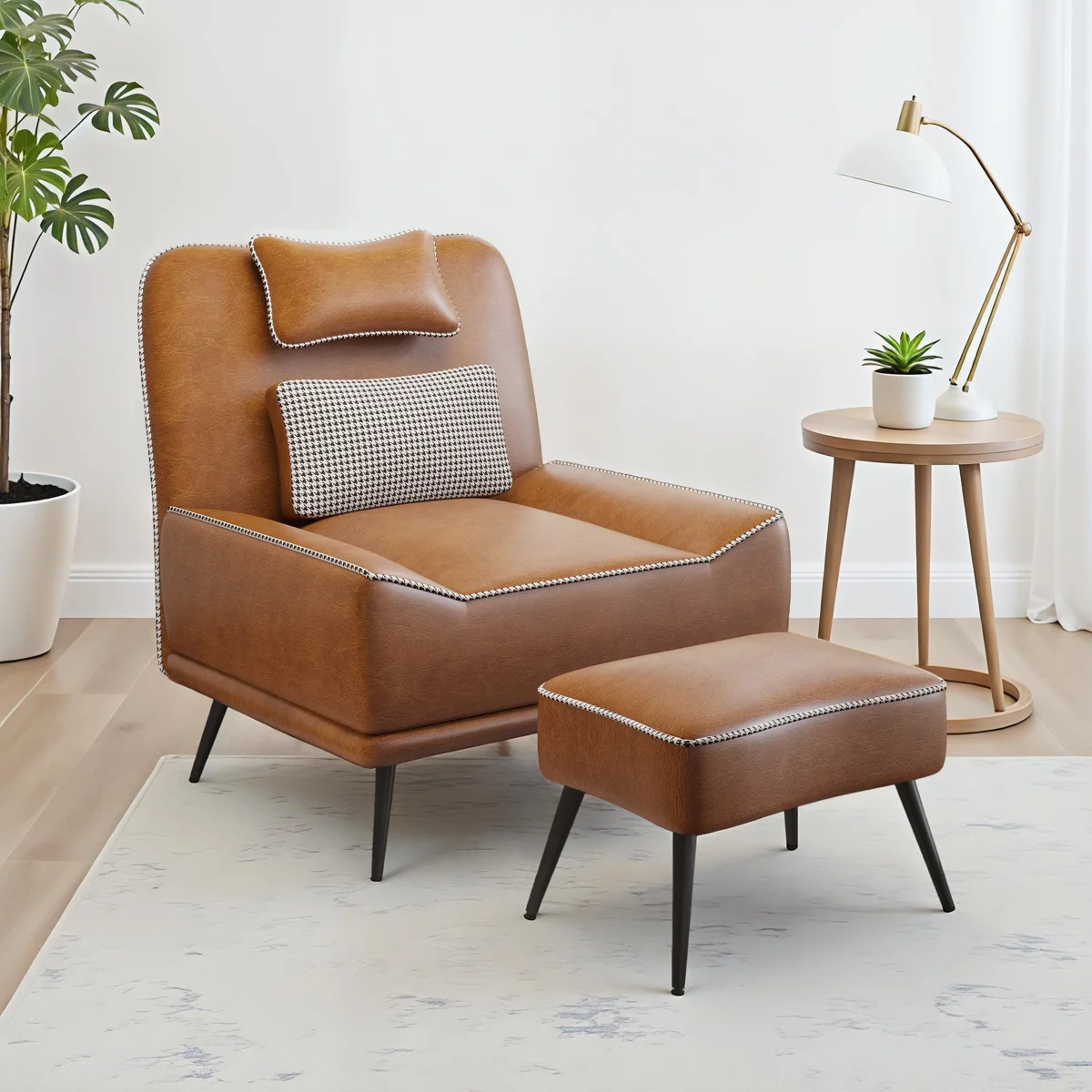 Asena 35" W Side Chair and Ottoman