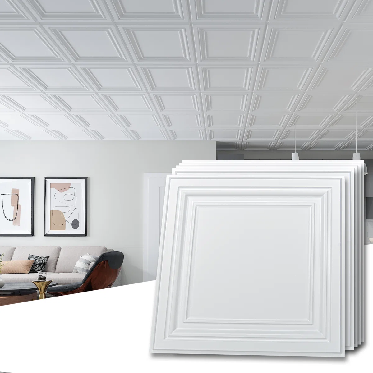 2 Ft. X 2 Ft. Glue-Up or Drop-in PVC Ceiling Tile