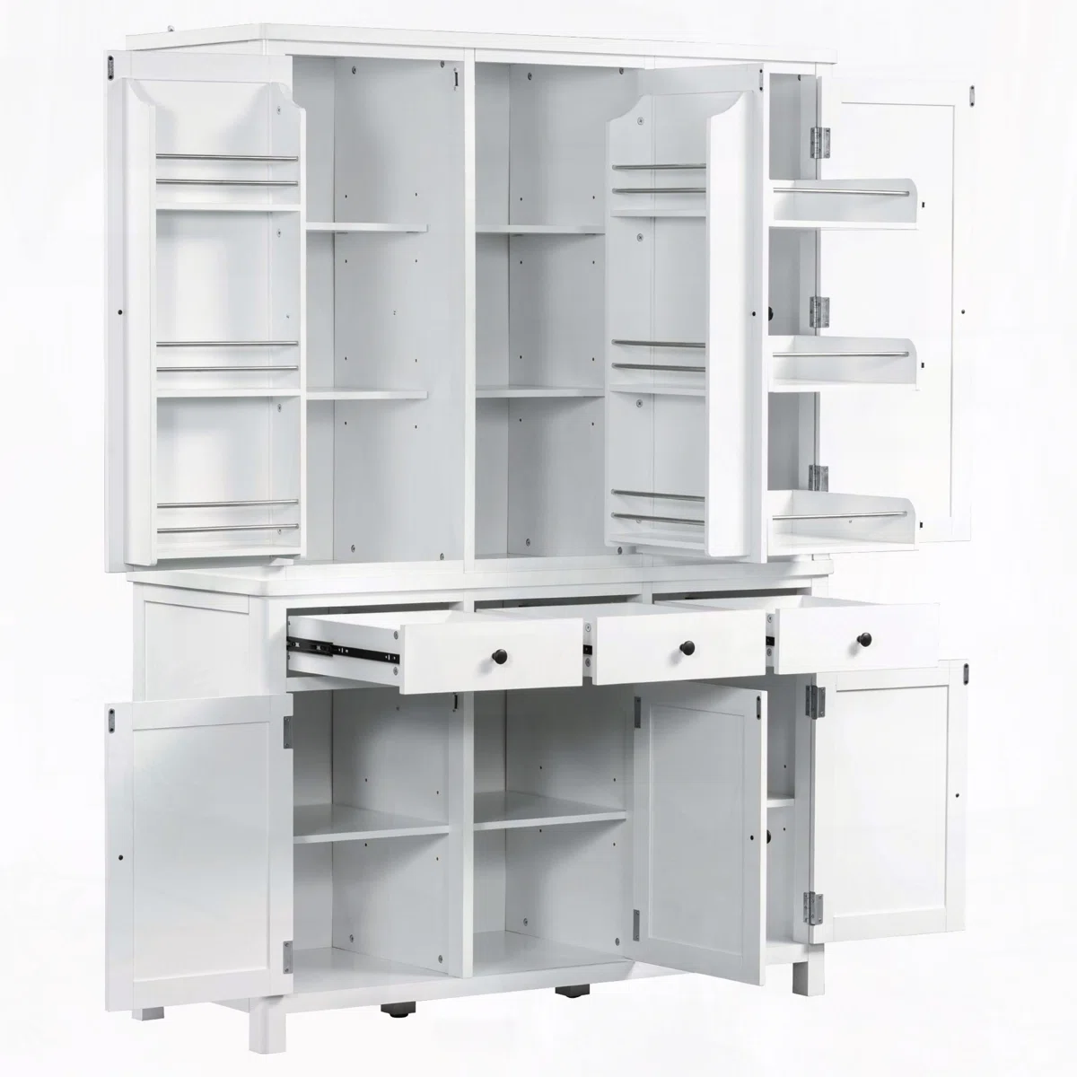 (Box 3/3)74.8" High-Capacity Pantry with 6 Doors & Adjustable Shelves