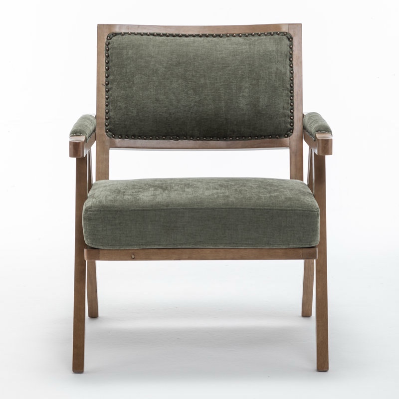Nordic-style Solid Wood Cotton-linen Accent Single Chair