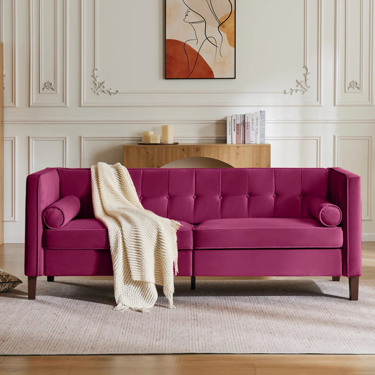 Chelsea 77'' W Mid Century Upholstery Tufted Sofa