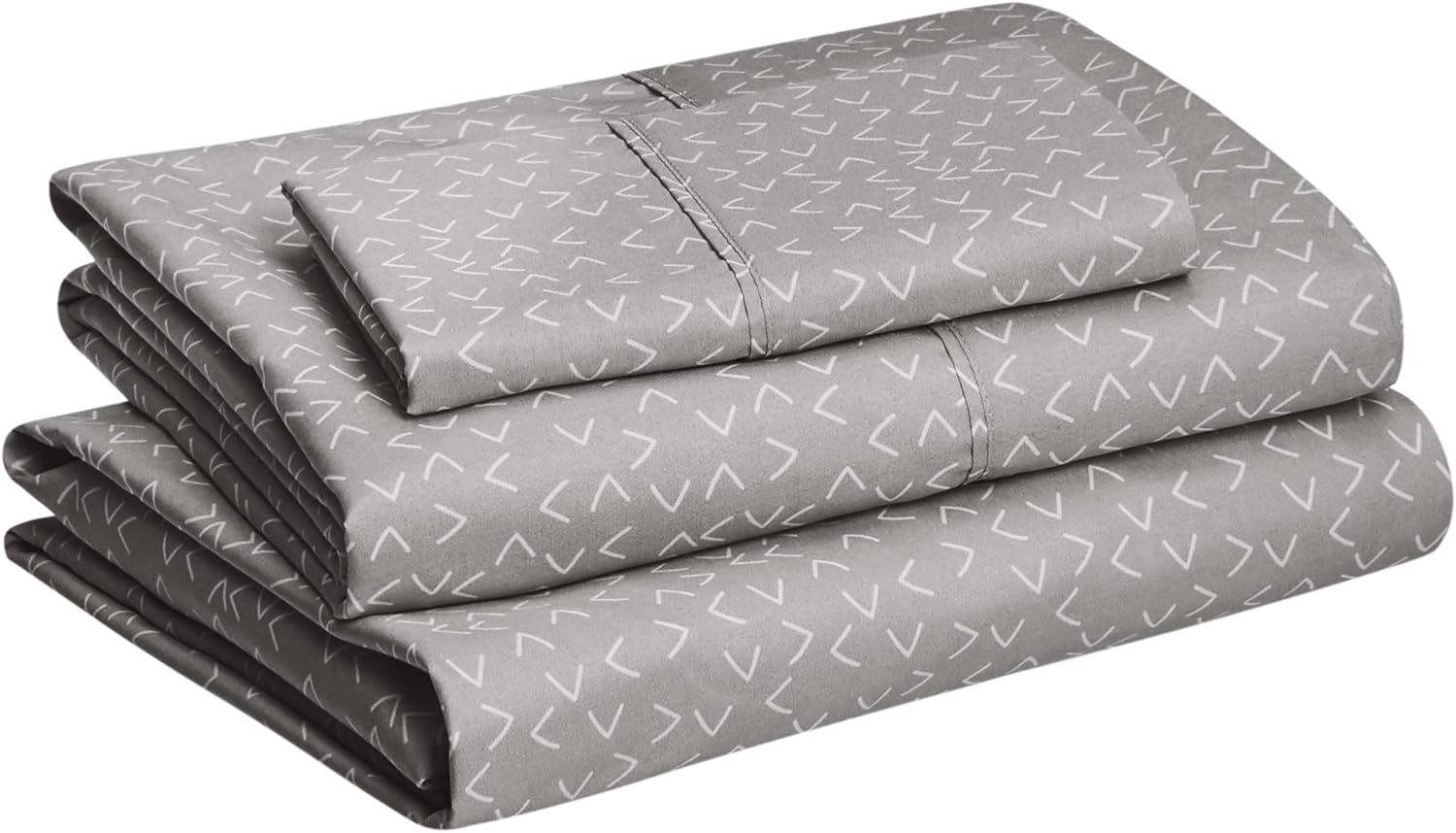 Amazon Basics Lightweight Breathable Brushed Microfiber Wrinkle Resistant 3-Piece Bed Sheet Set with 14-Inch Deep Pockets, Twin, Gray Arrows, Printed Gray Arrows Twin