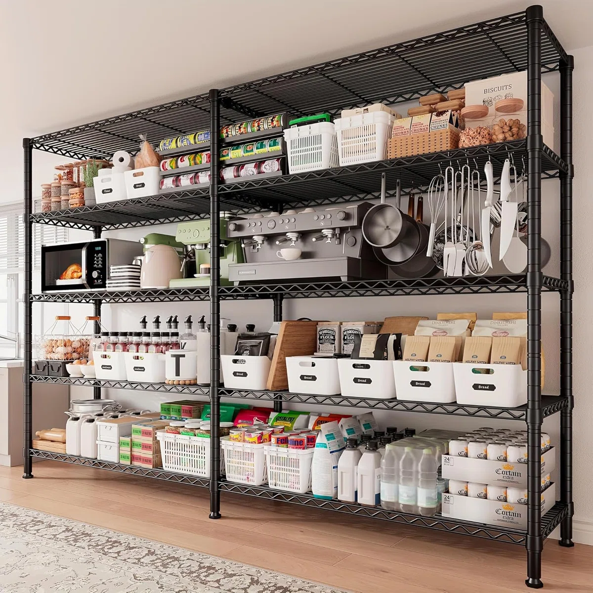 Steel Height Adjustable Shelving Unit Covertible Corner Storage Rack