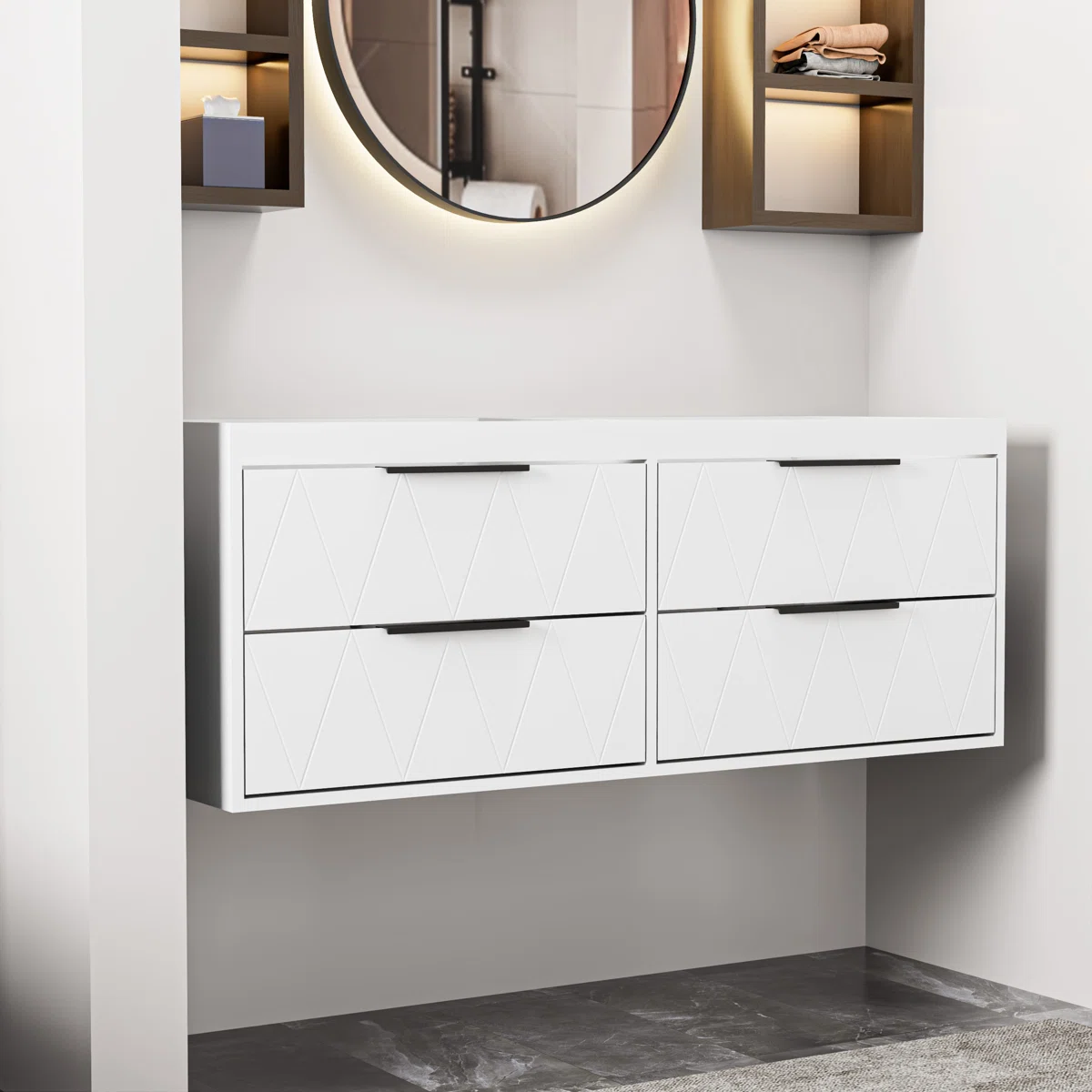 48" Double Sink Bathroom Vanity Cabinet Base only, Faucet and Mirror not INcluded