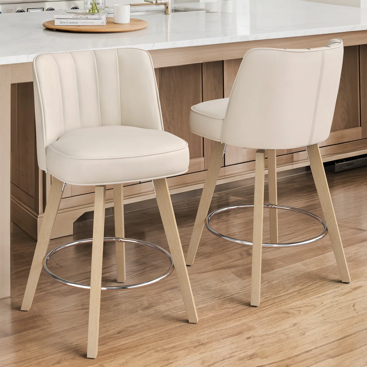 Norflett Solid Wood Swivel Counter Stool