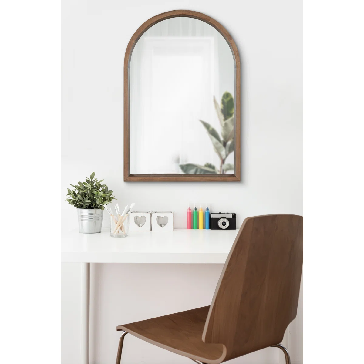 Skyeler Modern Wood Arched Accent Mirror