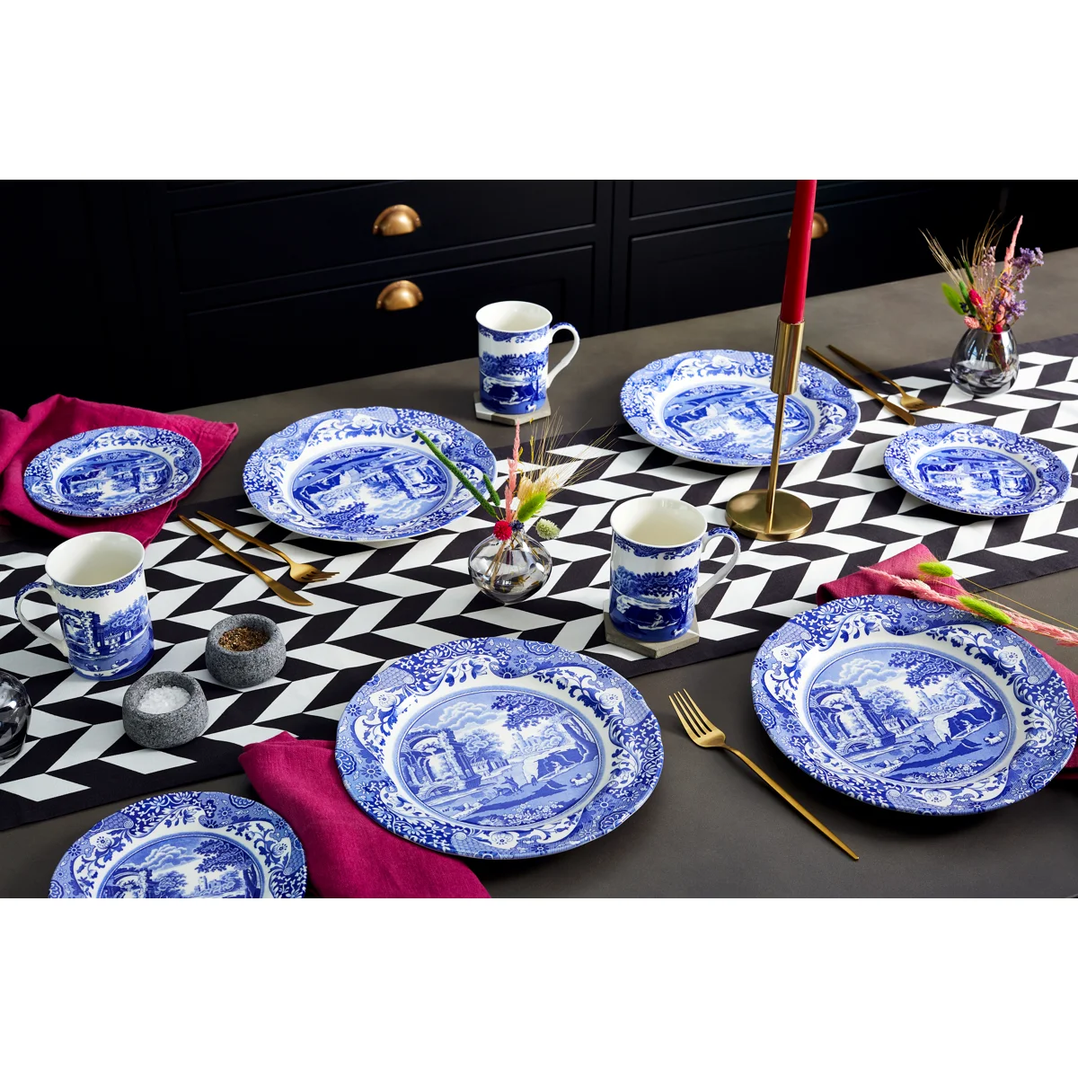 Spode Blue Italian 12-Pc Set W Mug