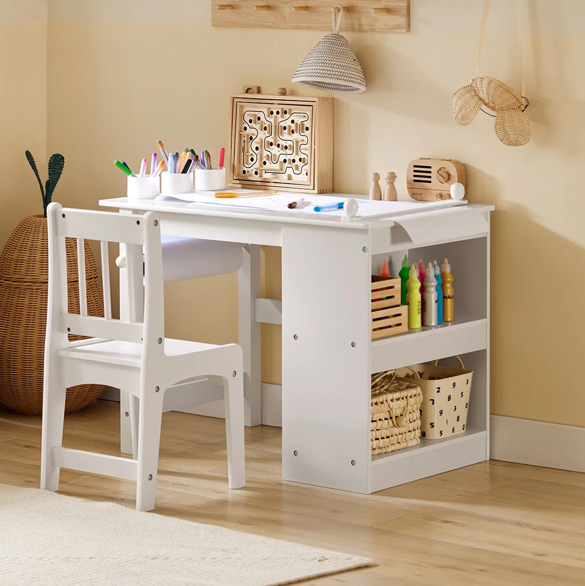 Ilarie Rectangular Preschool Kids Art And Craft Table Set