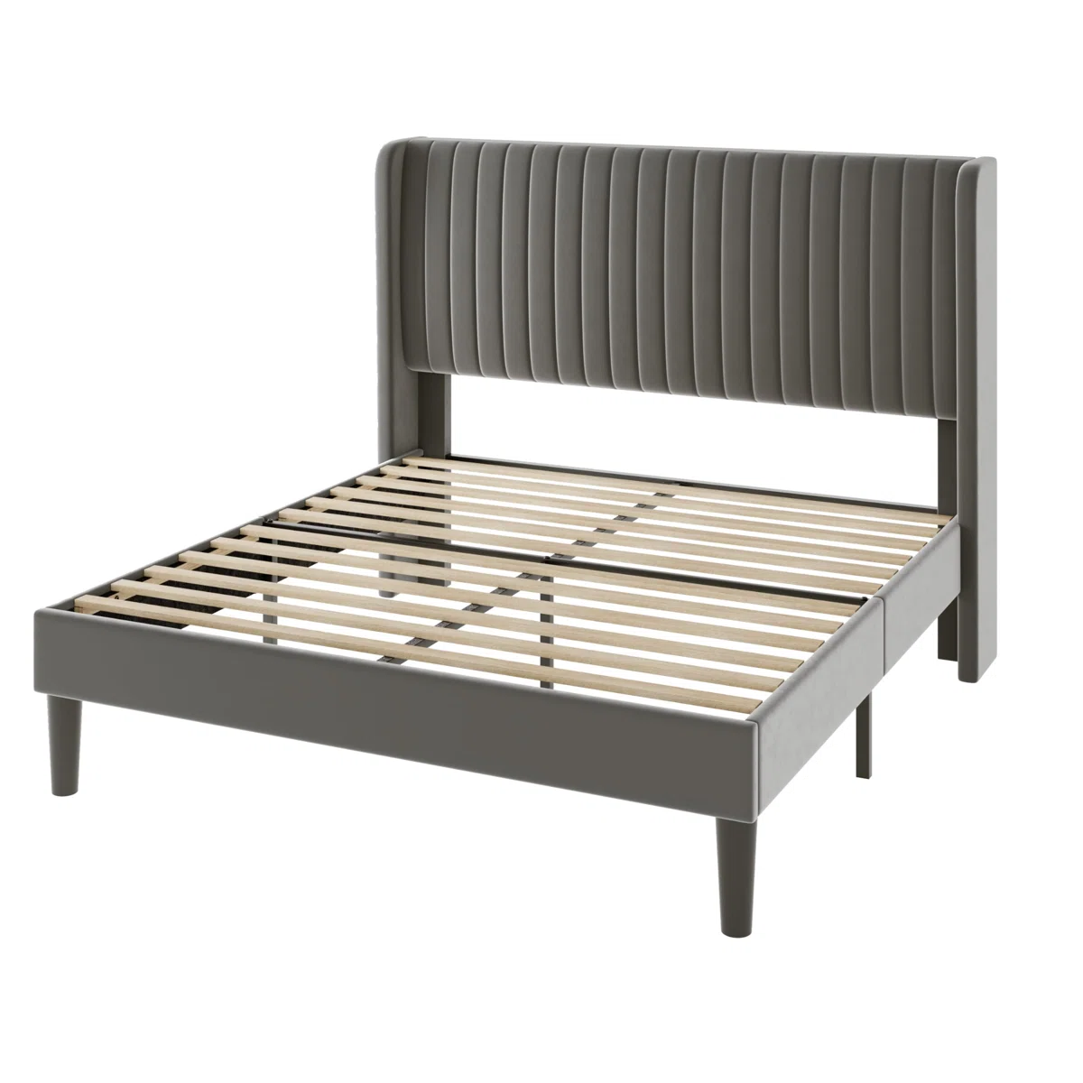Upholstered Wingback Platform Bed