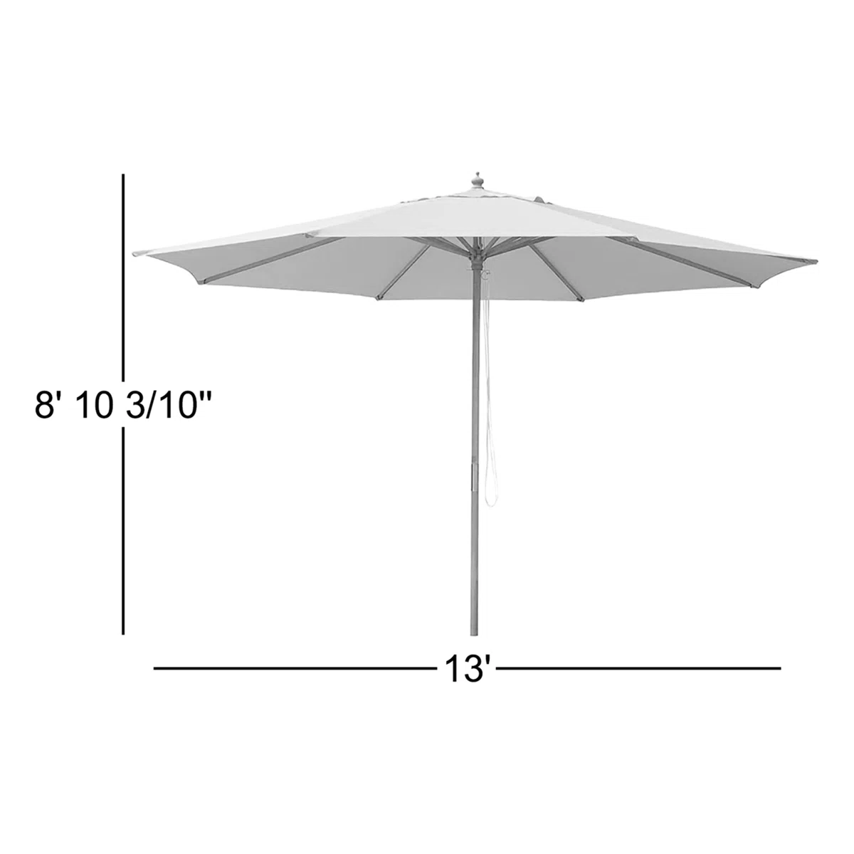 Manske Organic Luxe 13 FT Solid Beech Wood Big Umbrella Pulley Lift for Boutique Hotel, Vineyard Estate Lounge, Wellness SPA - Classic Forest