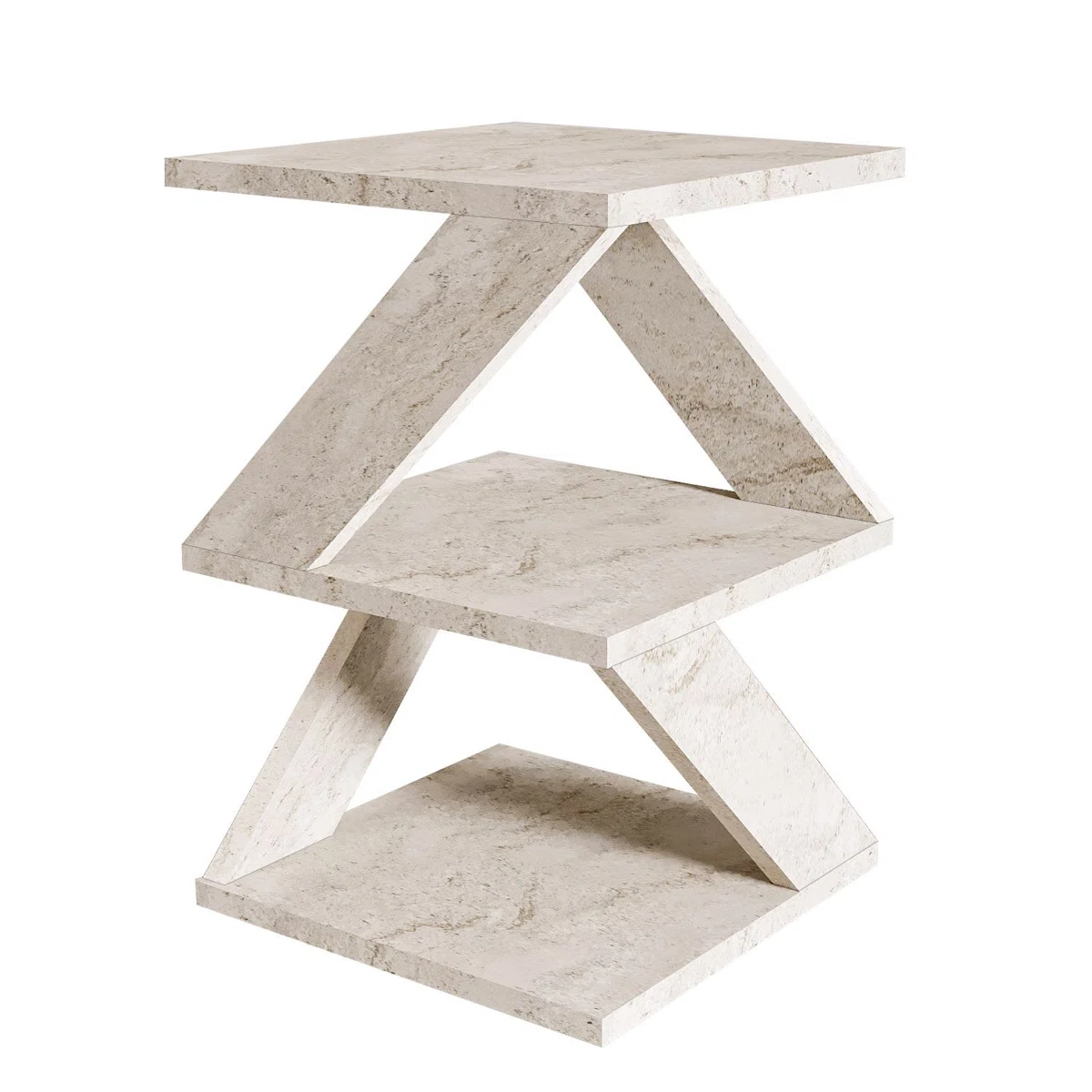Modern Side Table, 11.6 x 21.4 x 11.6 inches | 100% Melamine Coated Particle Board, Thickness: 0.7 inches | Stylish Marble Design, Perfect for Living Room & Bedroom, Durable & Elegant Addition to Your Home Decor