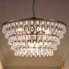 (item does not match exactly with stock photo)bronze layered chandelier with decorative hanging prisms