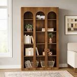 70.8 H Solid Wood Bookcase with 5-Tier Storage for Living Room, Home Office