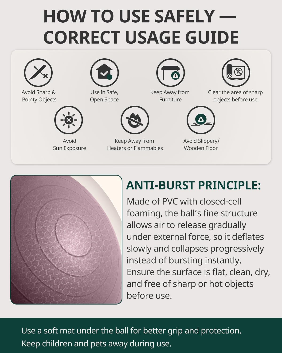 Trideer Exercise Ball Yoga Ball,Office Seating & Balance Ball Chair, Stability Ball for Pilates, Physical Therapy,Core Training & Balance Improvement & Stretching Rosy Morning Glow M(19-22ines/48-55cm)
