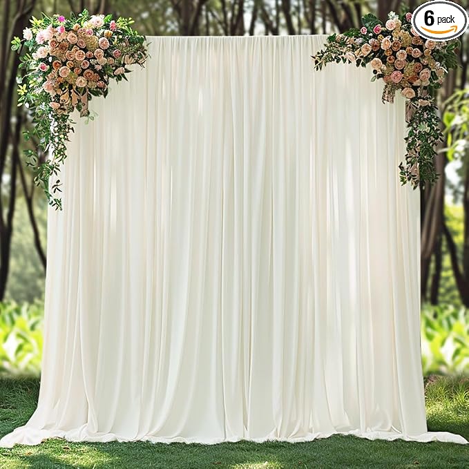Ivory Fabric Backdrop Curtain Panels, 5x10ft, 6-Pack