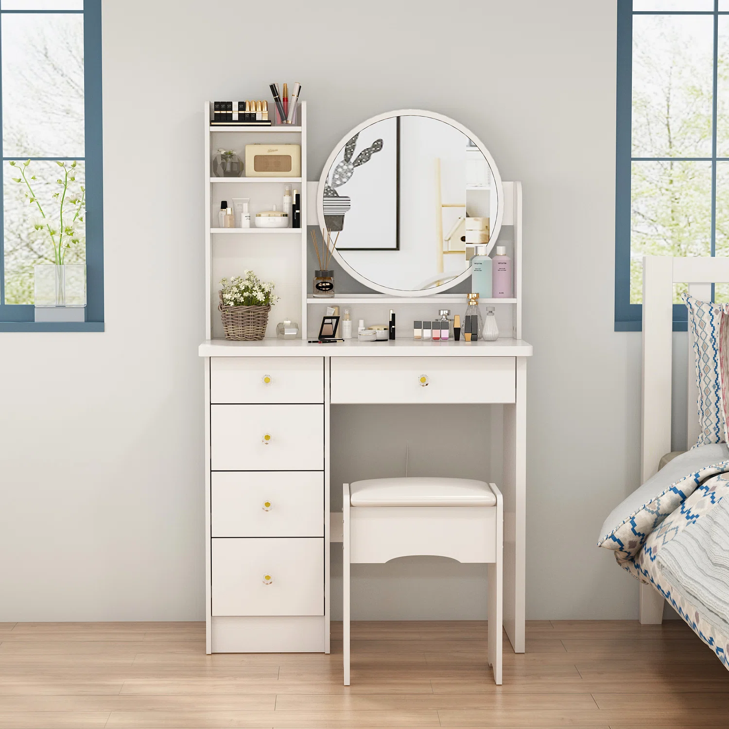 Vanity Makeup Table with Mirror and Drawers, Model 531
