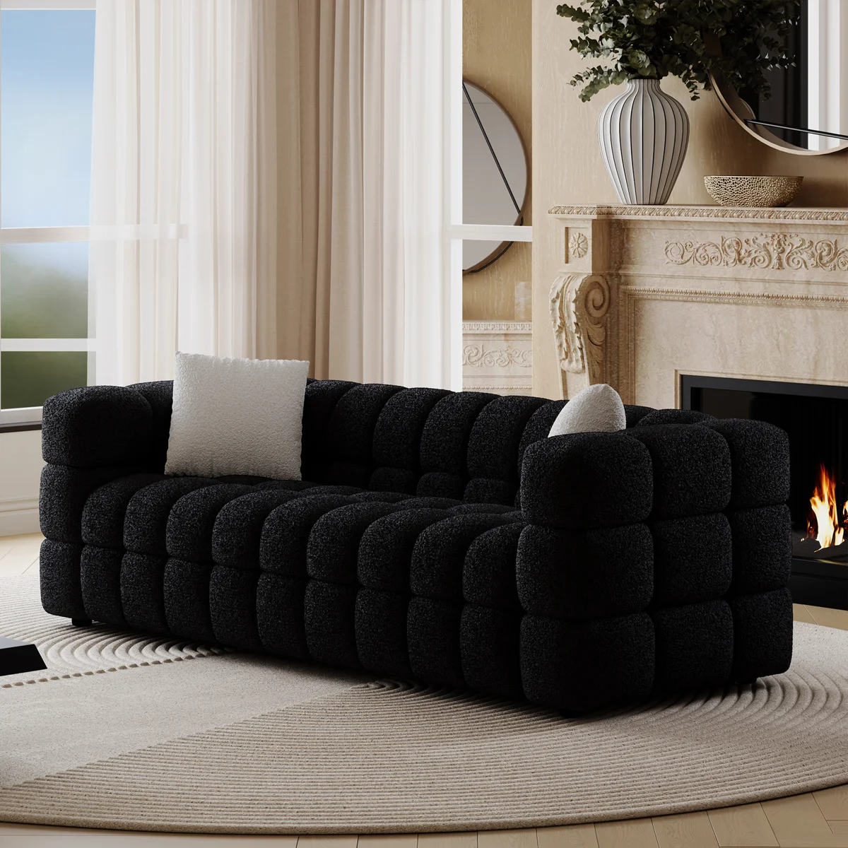 Monica Boucle Square Arm Sofa
