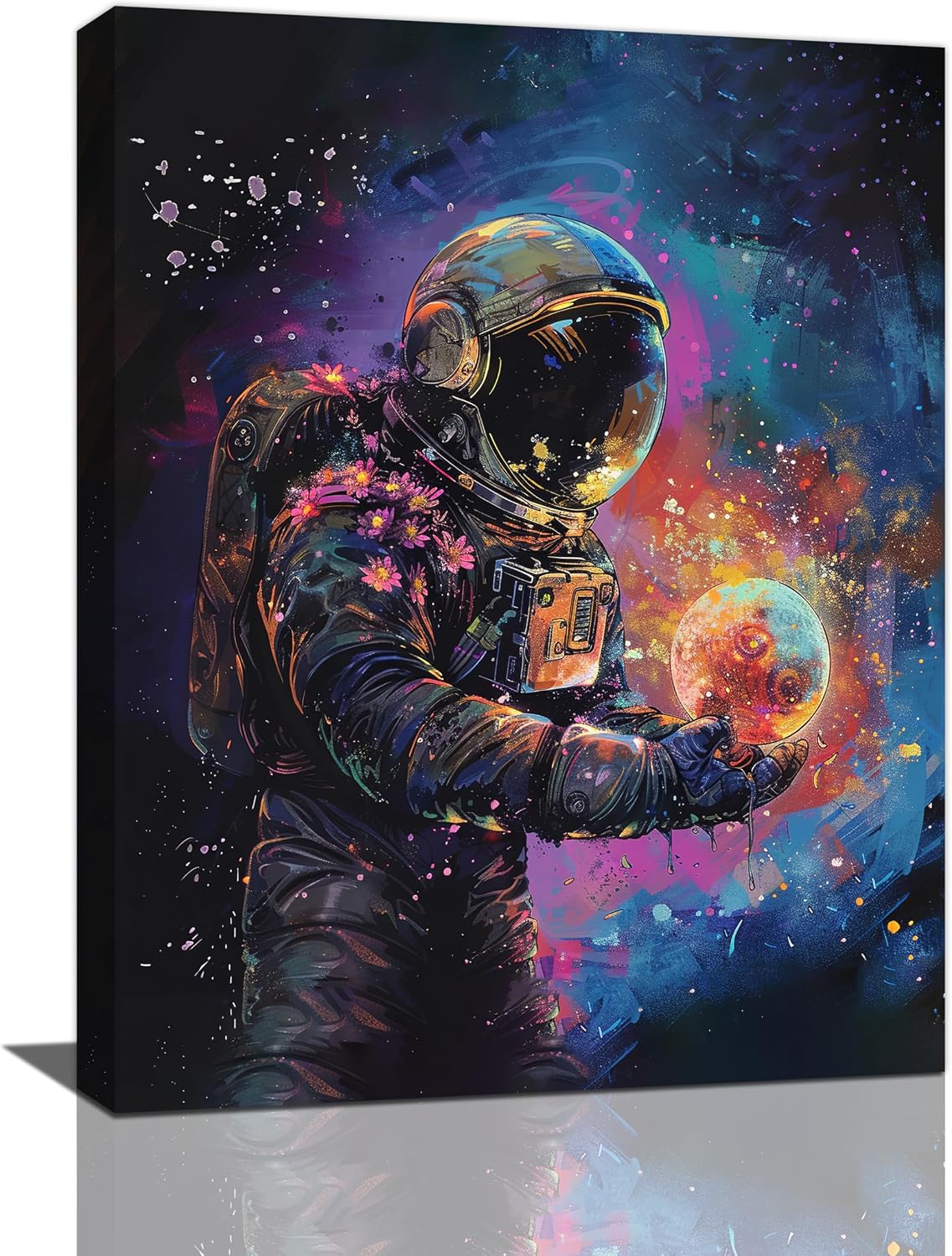 3Pcs Astronaut Wall Art Space Pictures (12x16in Canvas)