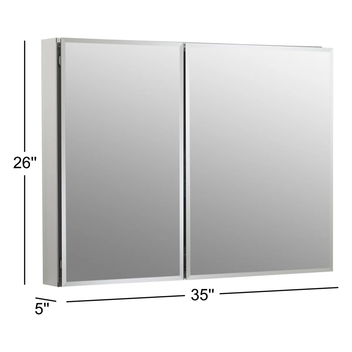 CLC Aluminum Two-Door Medicine Cabinet With Mirrored Doors, Beveled Edges
