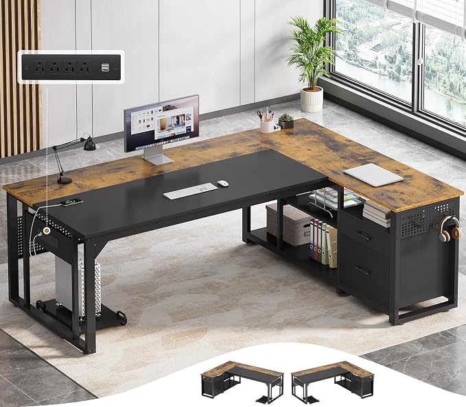 Reversible L-Shaped Executive Desk