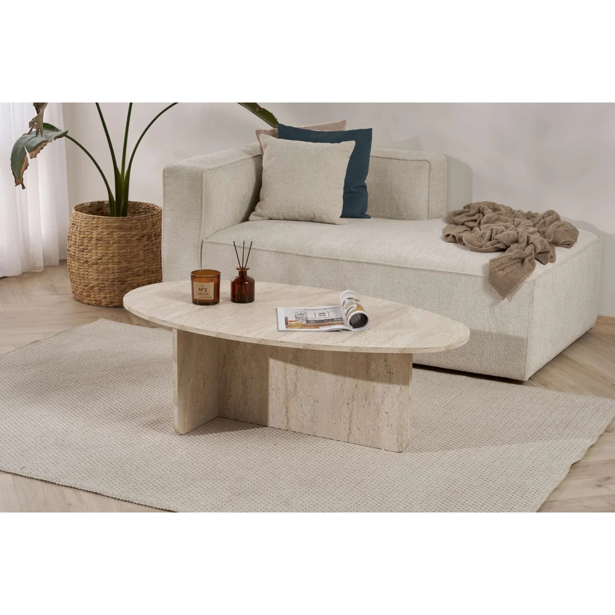 Modern Coffee Table, 47.2 x 15.7 x 25.6 inches | 100% Melamine Coated Particle Board, Thickness: 0.7 inches | Scandinavian Design, Stylish & Functional for Living Room, Durable & Easy to Clean, Perfect for Contemporary Spaces