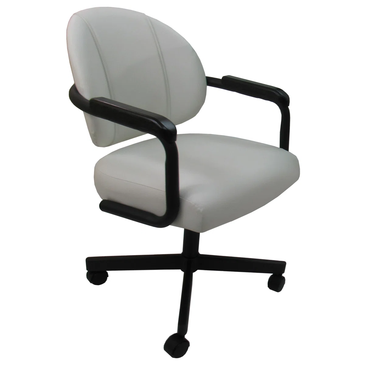 Swivel Tilt Kitchen Caster Chair With Wheels M-70 - White Vinyl - Black