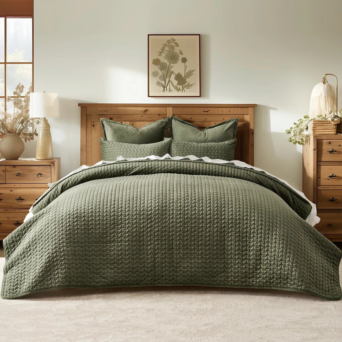 Cross-Stitch Velvet Quilt Set 3 Pieces