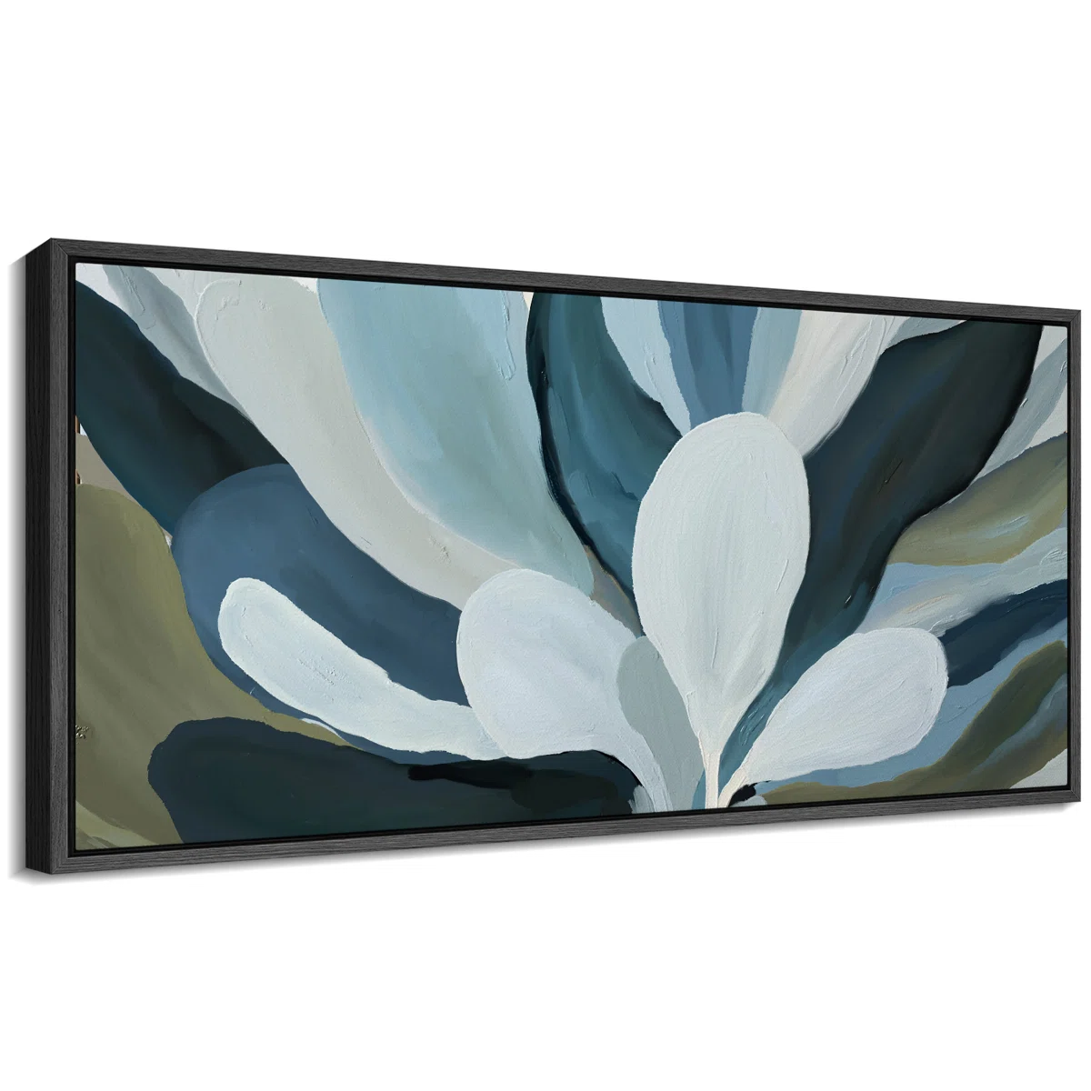 Abstract Green Botanical Flower Art Vintage Minimalist Modern Horizontal Art Decor