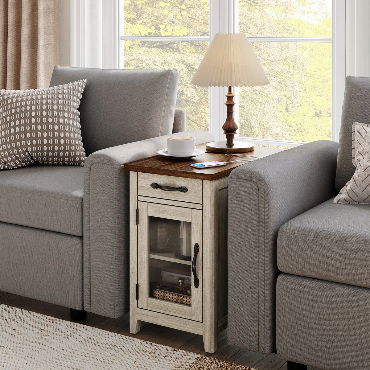 Soren End Table with Storage and Charging Station