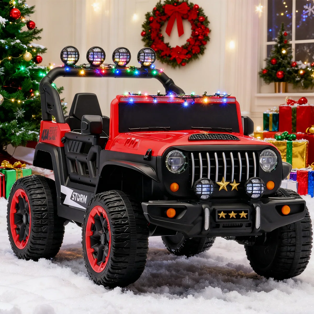24V Ride On Toys For Kids With Remote Control,2 Seater Kids Electric Car,Led Lights,Music,3 Speeds,Safety Belt,Birthday Gift For Kids Ages 3-8