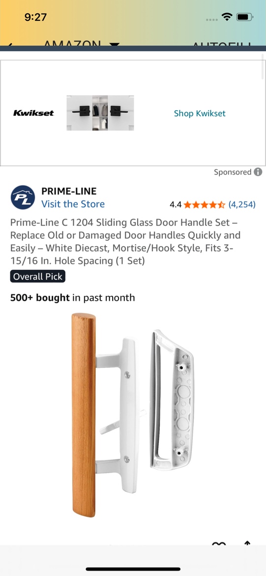 sliding glass door handle