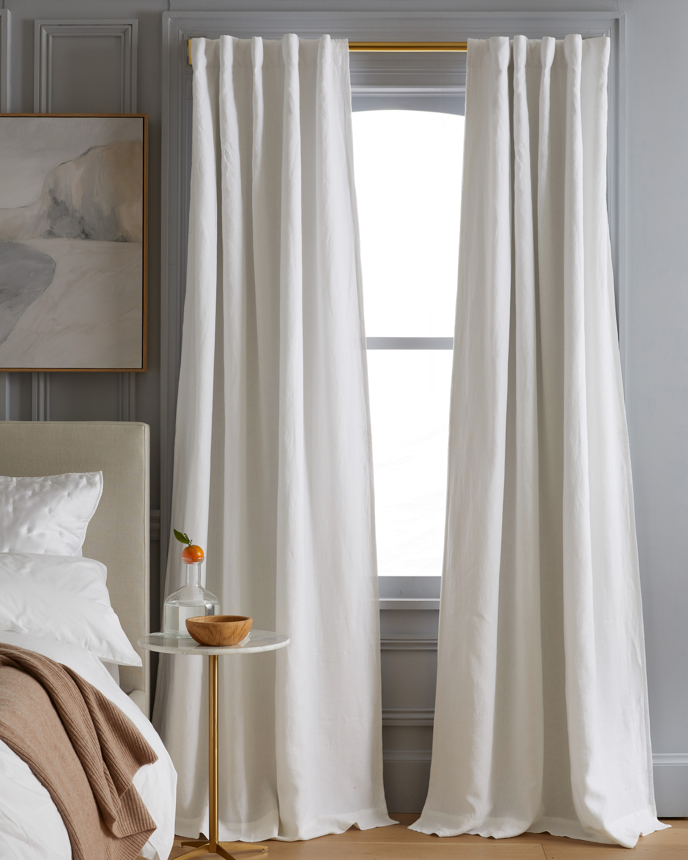 (one curtain only )European Linen Room Darkening Curtain, 48x96, White