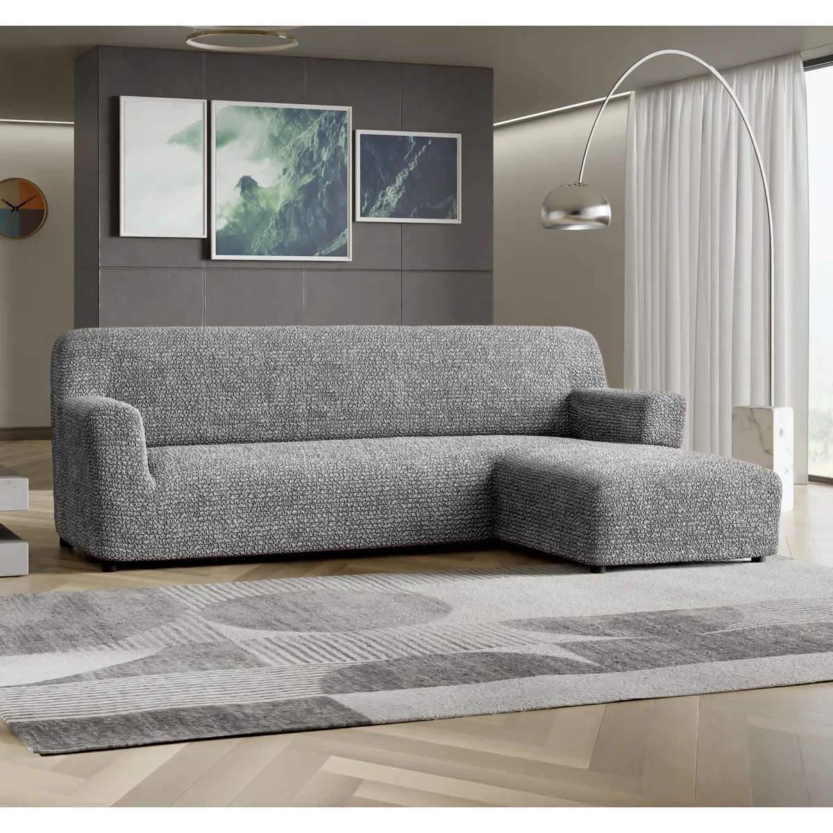 Stretchy Slipcover for Chaise Sectional - Easy to Clean & Durable - Microfibra Collection