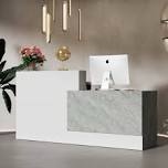 Modern Reception Desk with Storage, 62.2 W Two-Level Countertop for Office and Commercial Use