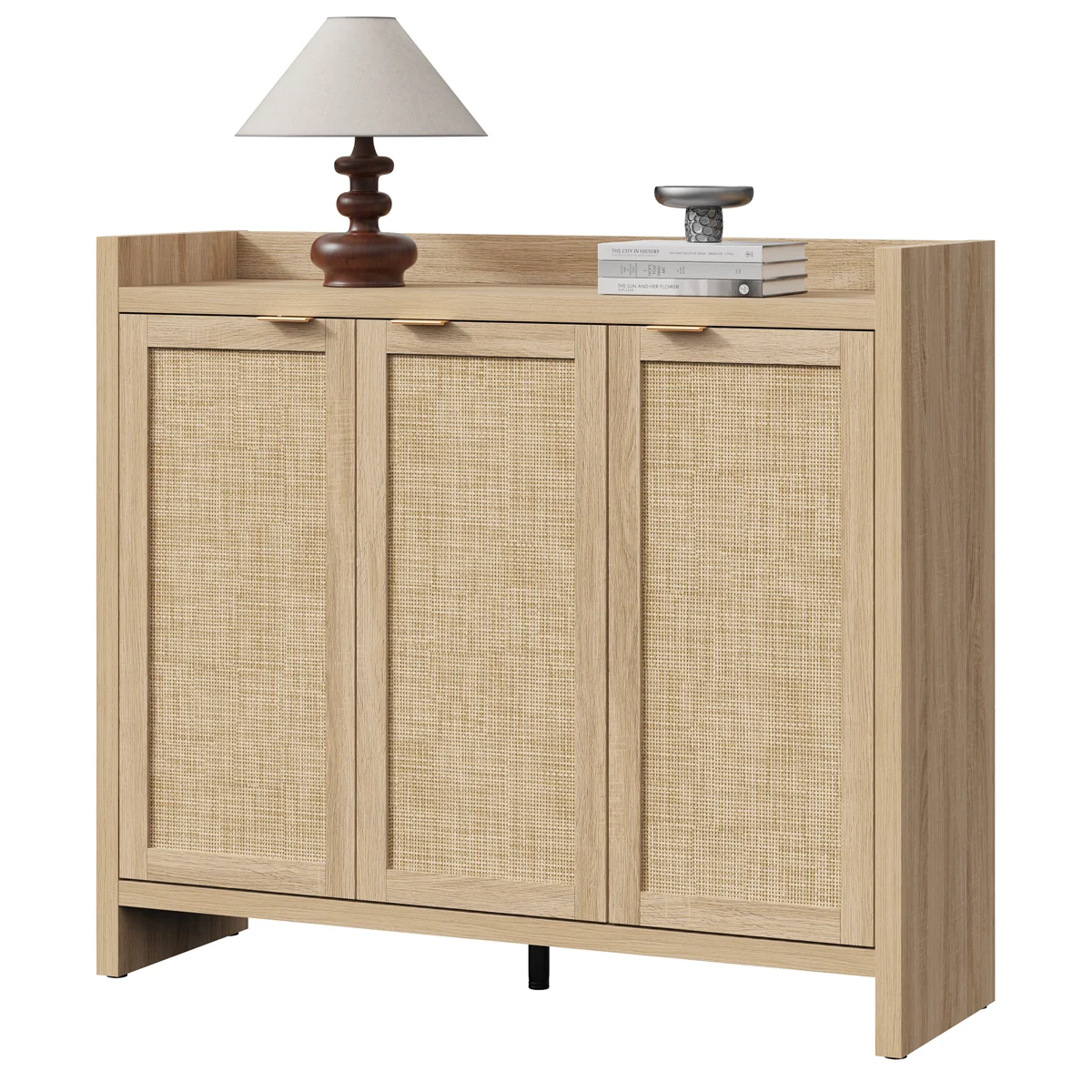 Chada 30 Pair Rattan Shoe Storage Cabinet With 3 Doors And Adjustable Shelves