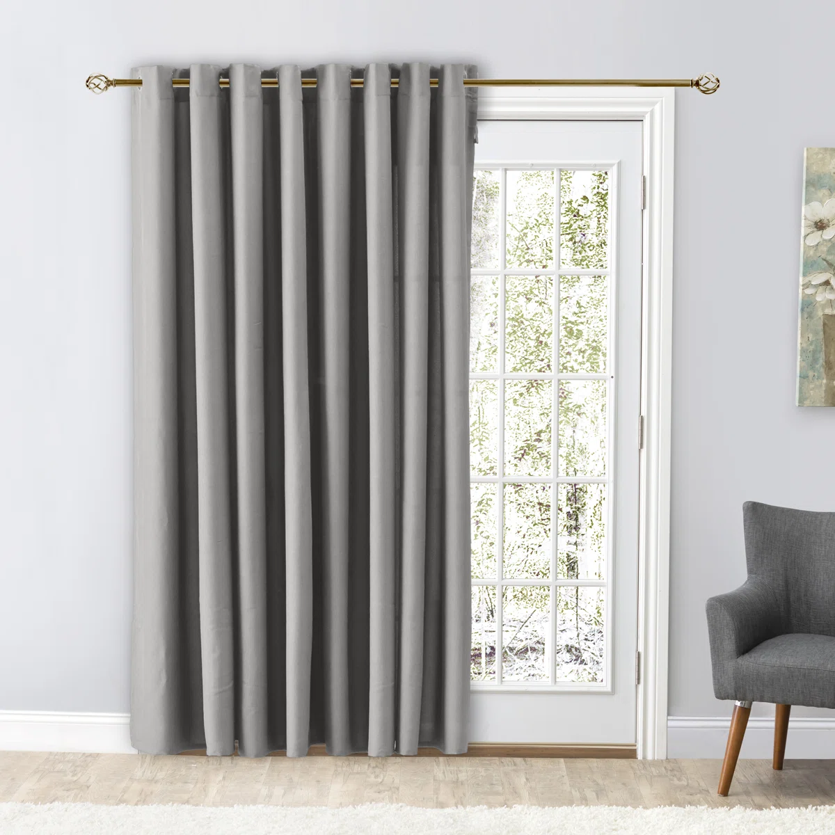 Lakeland Classic Solid Semi-Sheer Grommet Double-Wide Single Patio Panel in Bold Colors