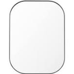 (broken)Contemporary Notched Corner Rectangle Scalloped Bathroom Wall Mirror | Stainless Steel Metal Framed 1Inch