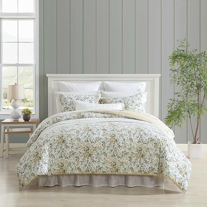 Laura Ashley Country Meadow Cotton Reversible Gold Comforter Set