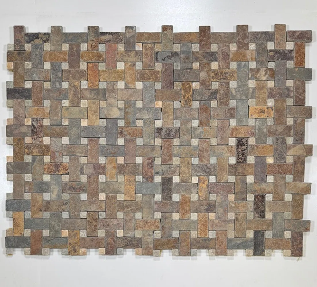Madrid Apricot Basket Weave / Quartzite Dot