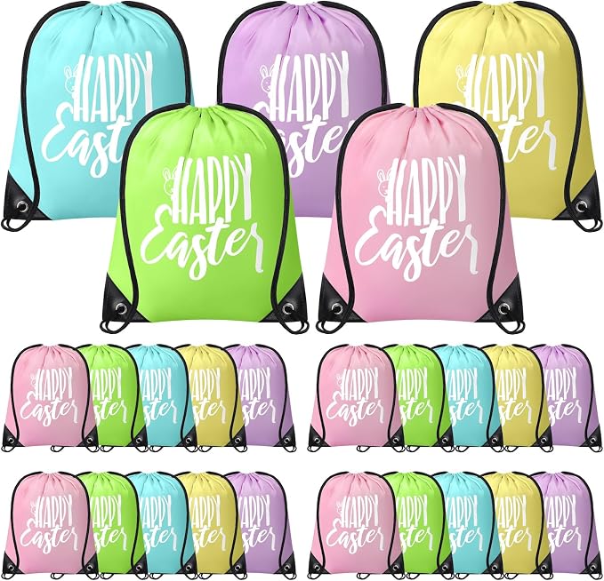 Sweetude 20 Pcs Happy Easter Drawstring Gift Bags