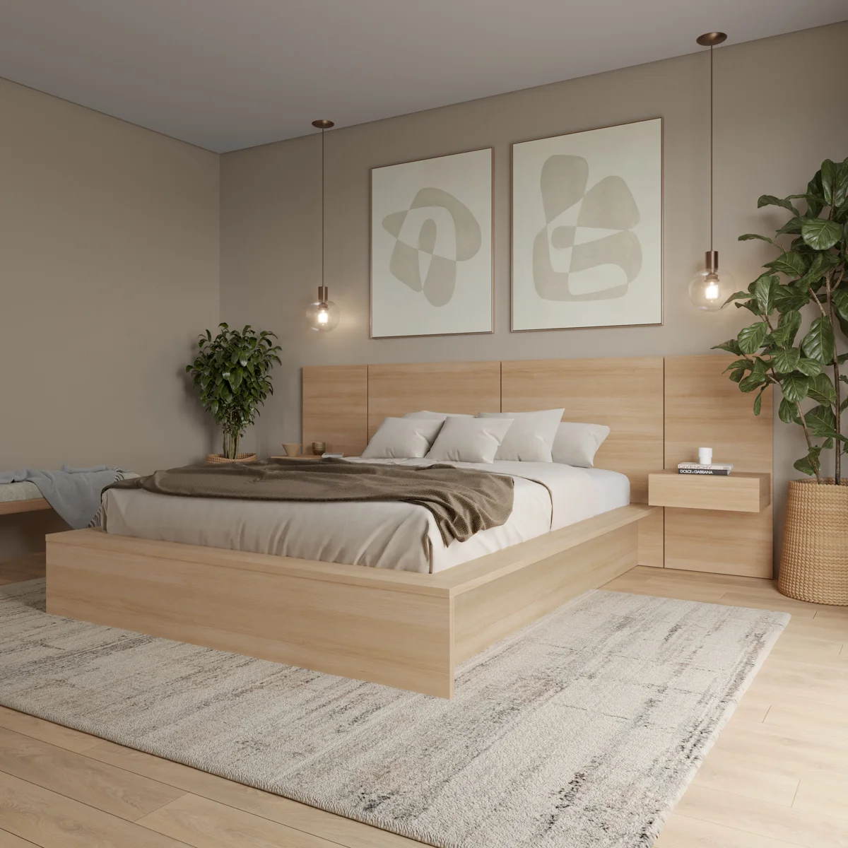 James 3 Piece Bedroom Set with Floating Nightstands