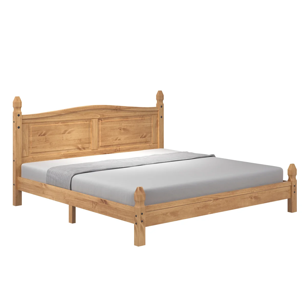 Box2 of 2 Farmhouse Solid Wood Bed with Chunky, Sturdy Posts - Rustic Style