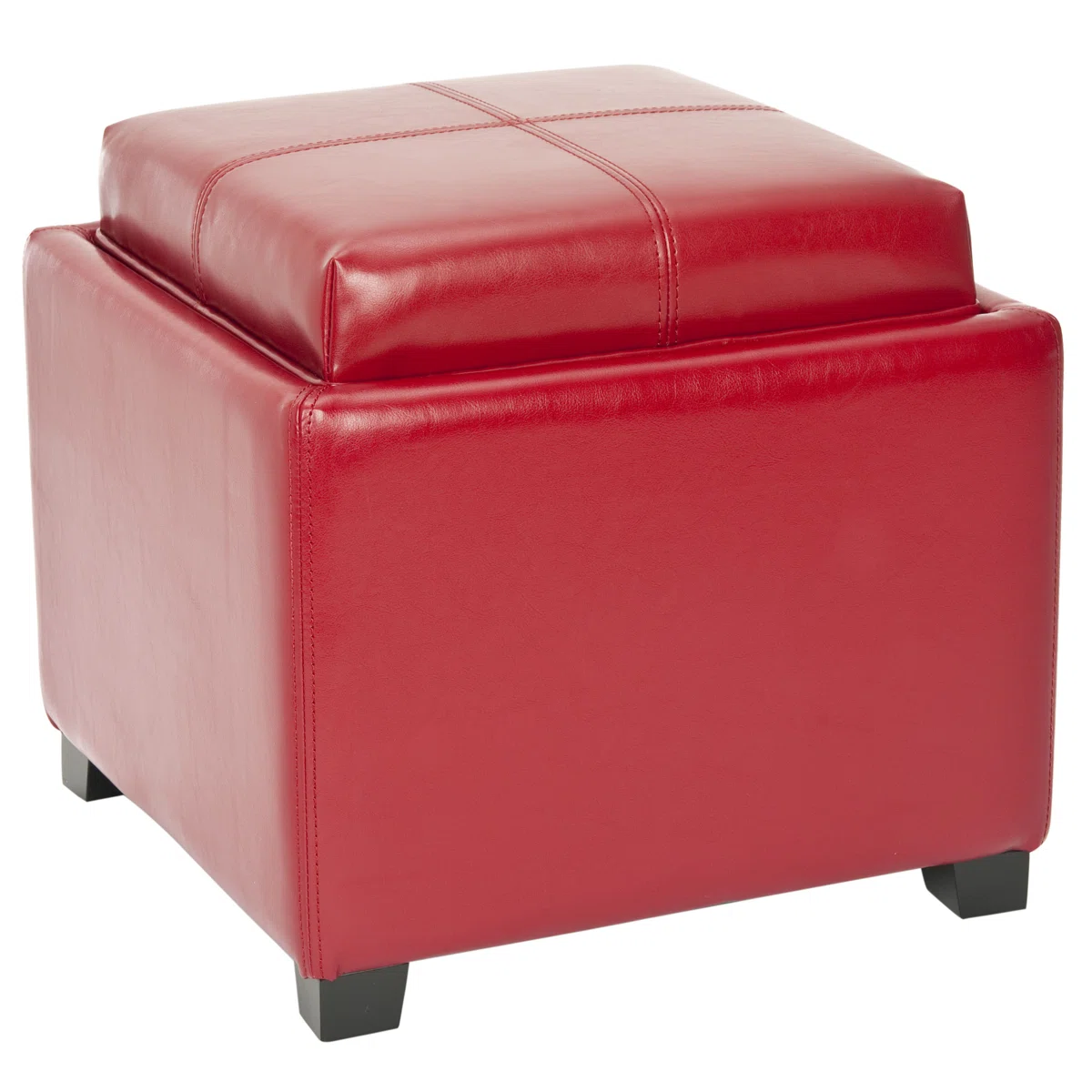 Motto 18" Wide Faux Leather Square Ottoman
