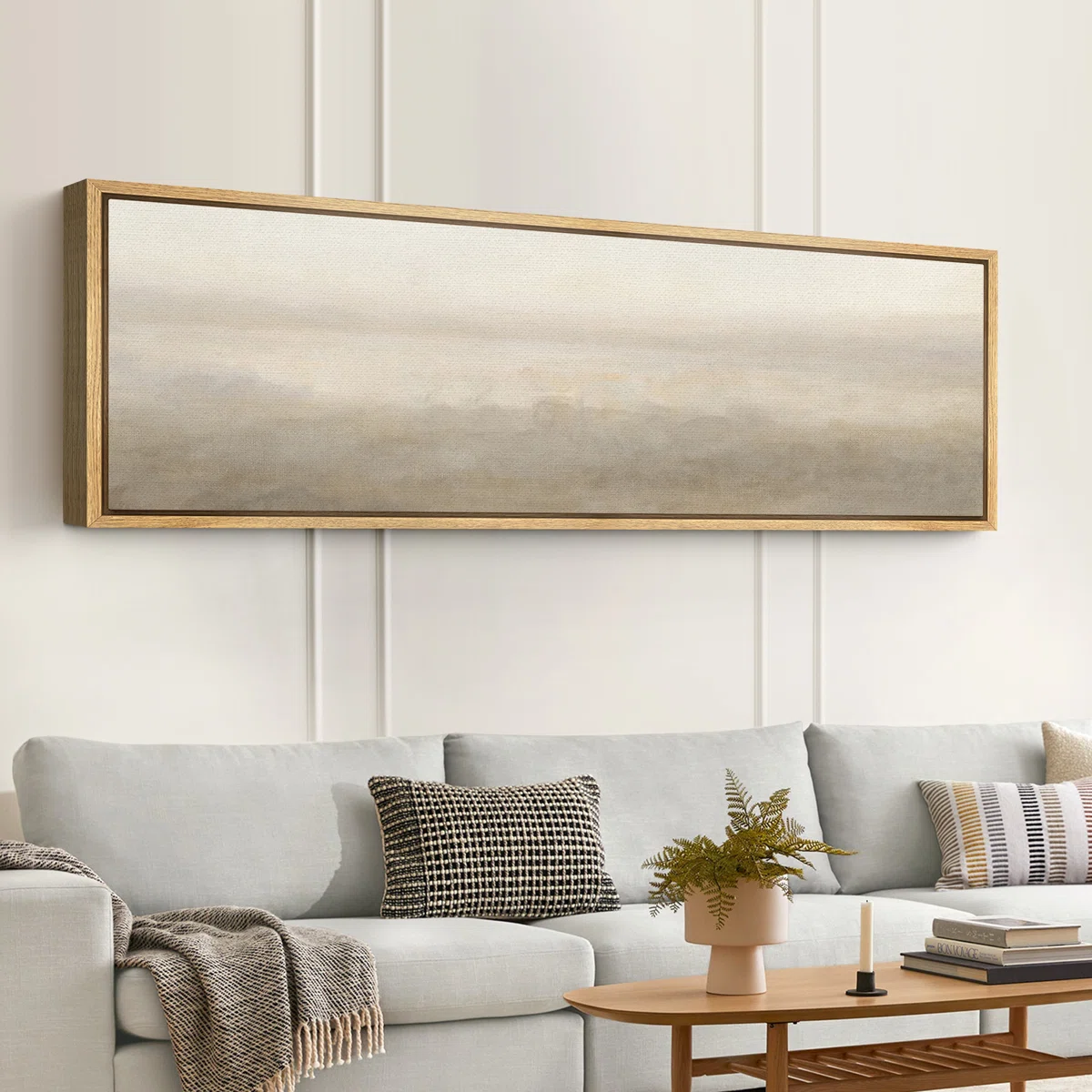 Large Framed Canvas Print Wall Art - Abstract Landscape Print for Modern Neutral Home Decor