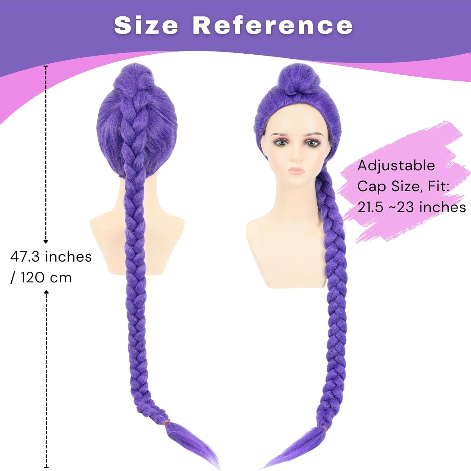morvally Womens 47 Inches Purple Long Braided Ponytail Wig - Anime Cosplay Wigs for Women Halloween Costume Party (Purple, Adults) Purple Adult (Single Unit)