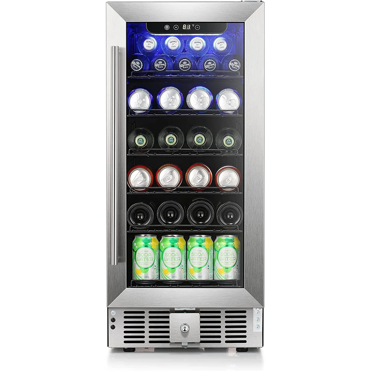 14.96“W 56 Cans (12 oz.) Freestanding/Built-In Beverage Cooler with 17 Bottle Wine Storage