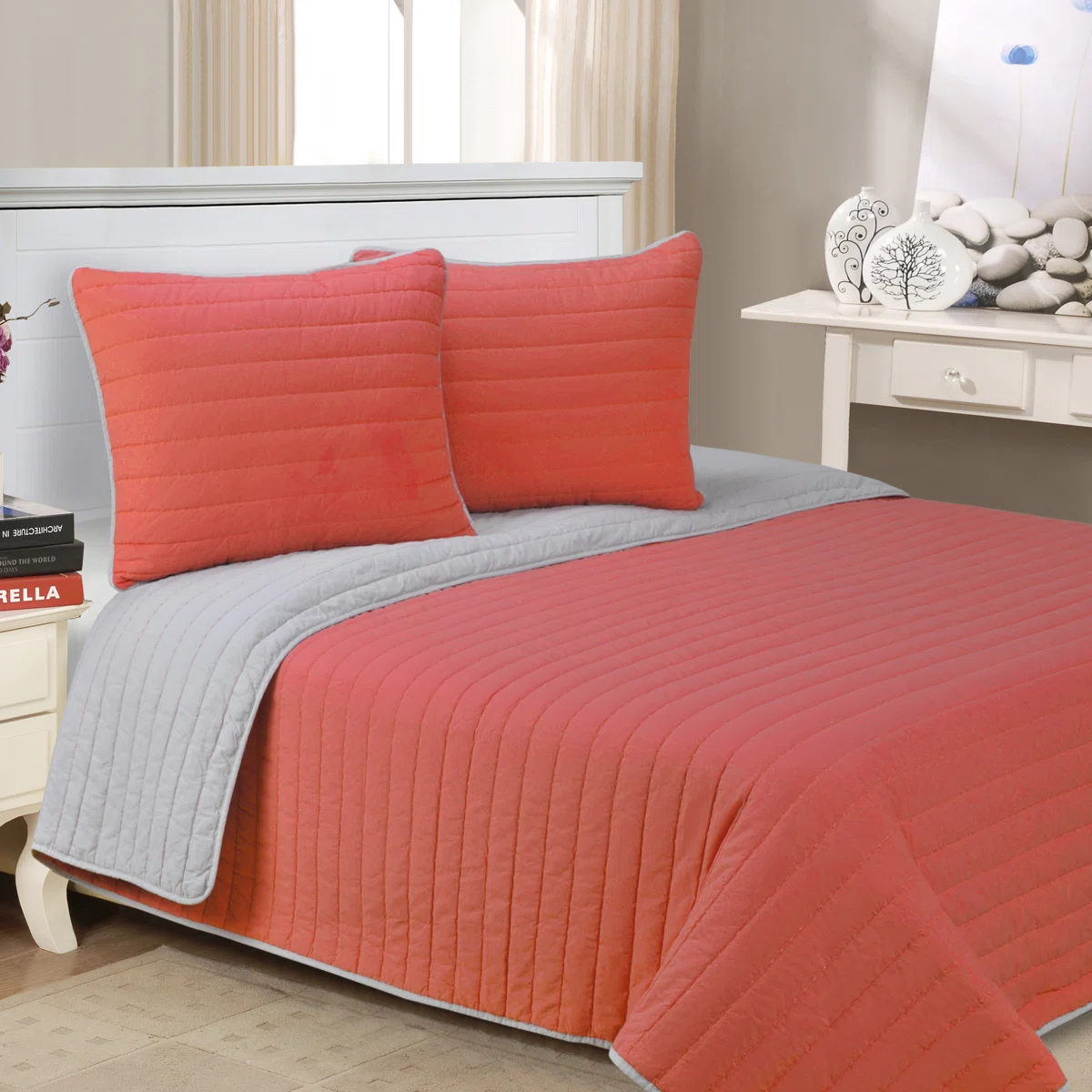 Brandon Standard Cotton Traditional Reversible Quilt Set