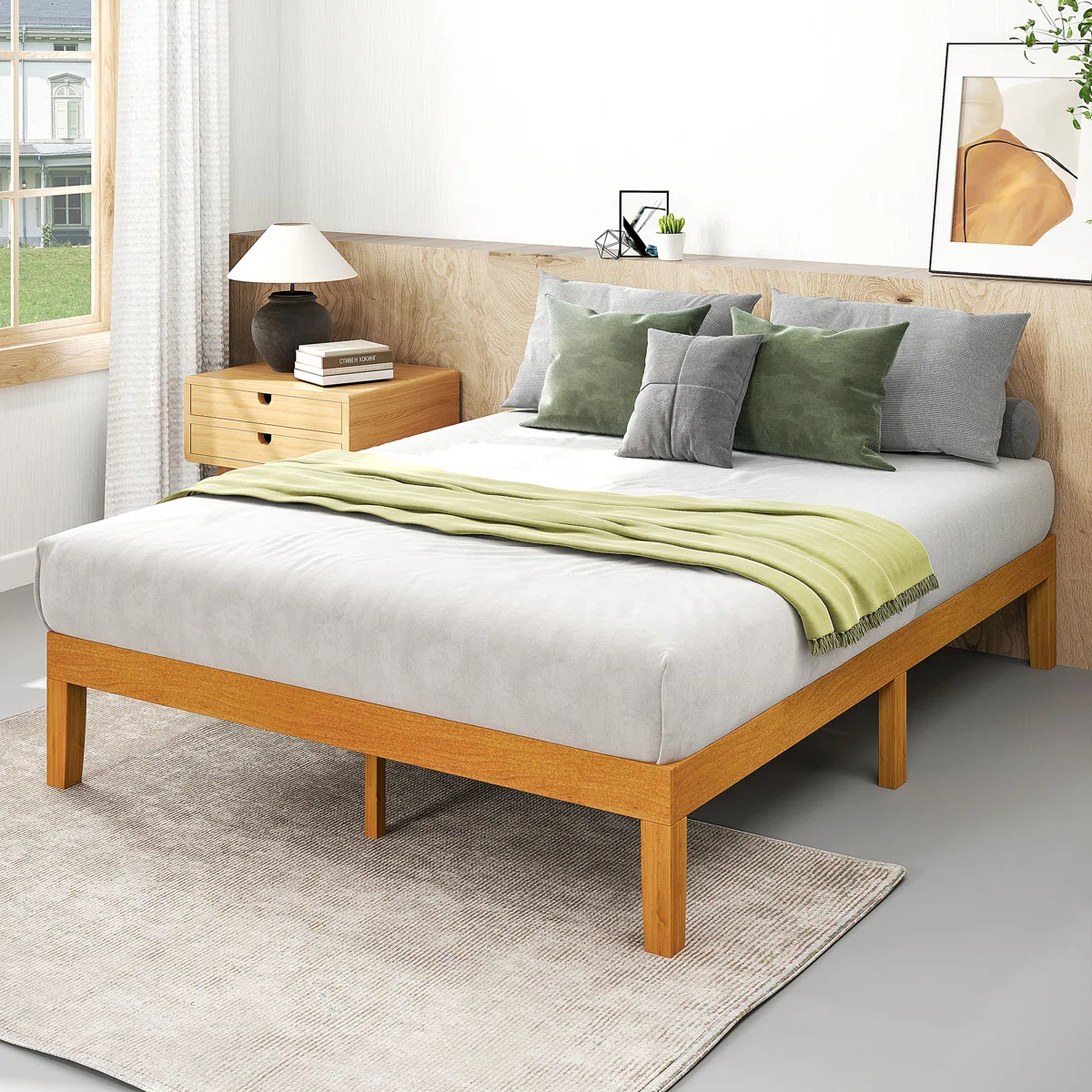 Charvi Solid Wood Platform Bed with Slat Kit