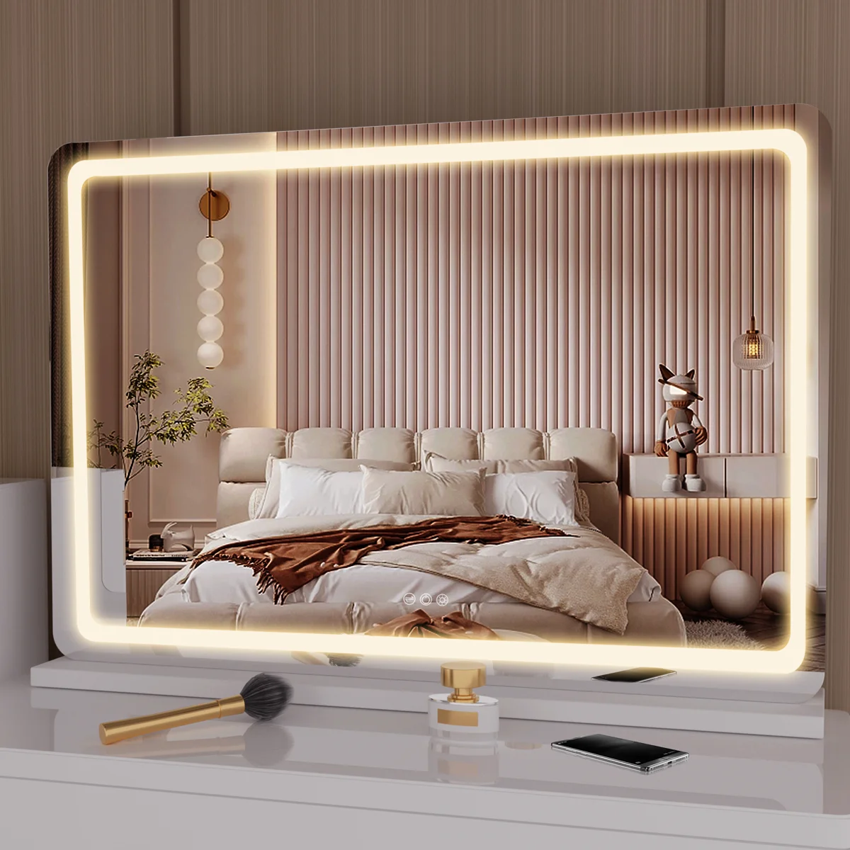 Dacee Rectangle LED Mirror, Touch Control Stepless 3 Colours Temperature & Dimmable Light with 3-Year Warranty