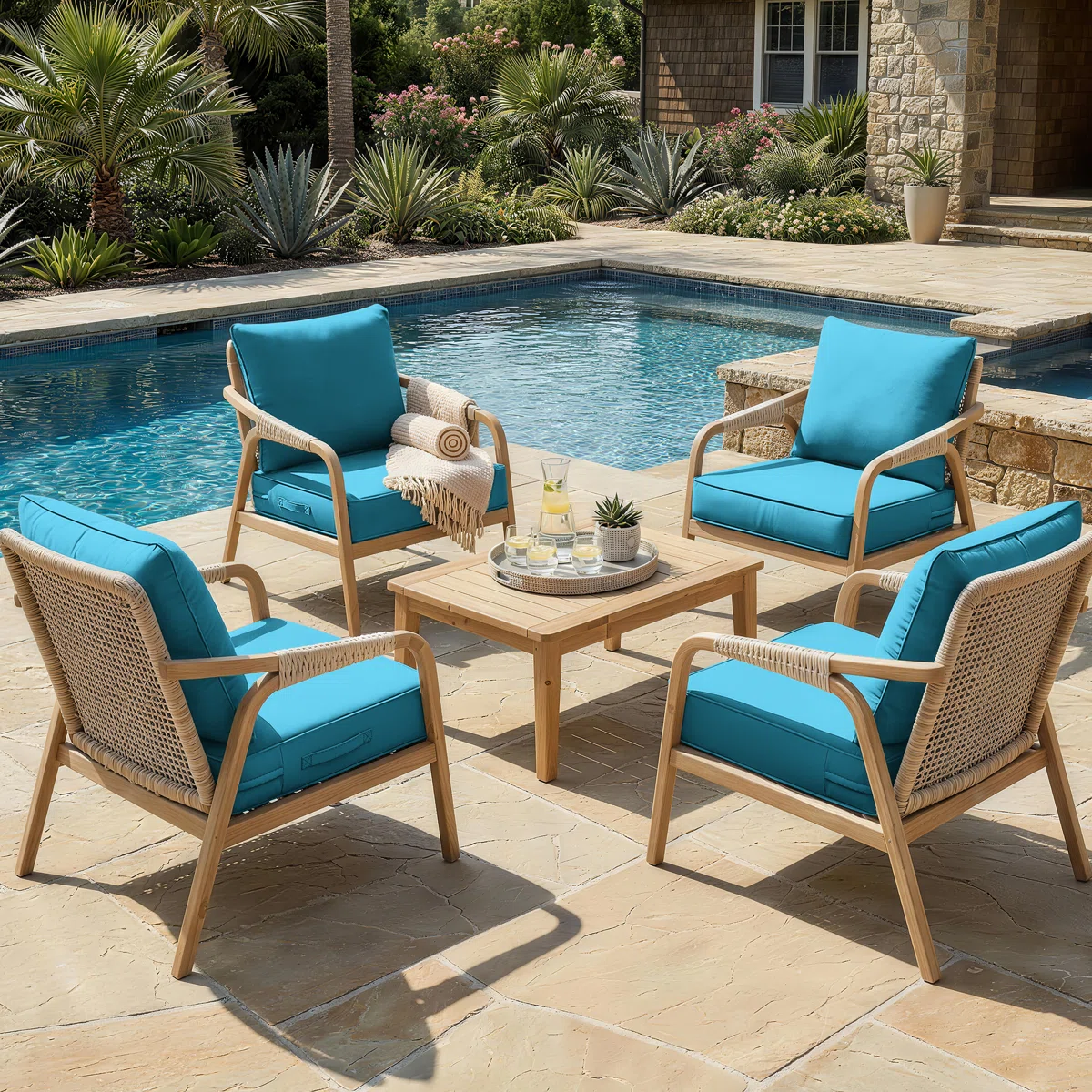 Outdoor Patio Replacement Seat Cushion Cover With Non-Slip Bottom